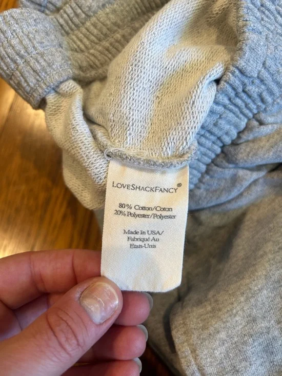 LOVE SHACK FANCY Gray Sweatpants with Pink Heart Accent / Size XS / - Picture 6 of 7